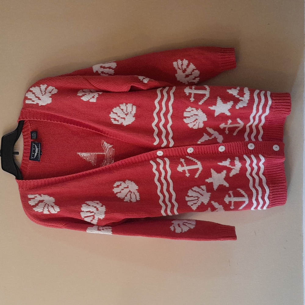 Vintage BEST AMERICAN CLOTHING CO Cardigan Nautical Open Knit Sweater Size SMALL
